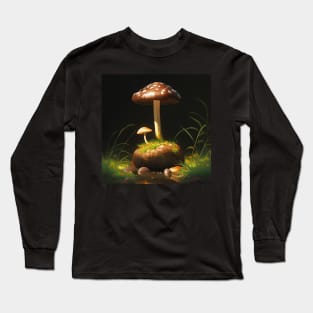 Two happy little mushrooms growing near a puddle Long Sleeve T-Shirt